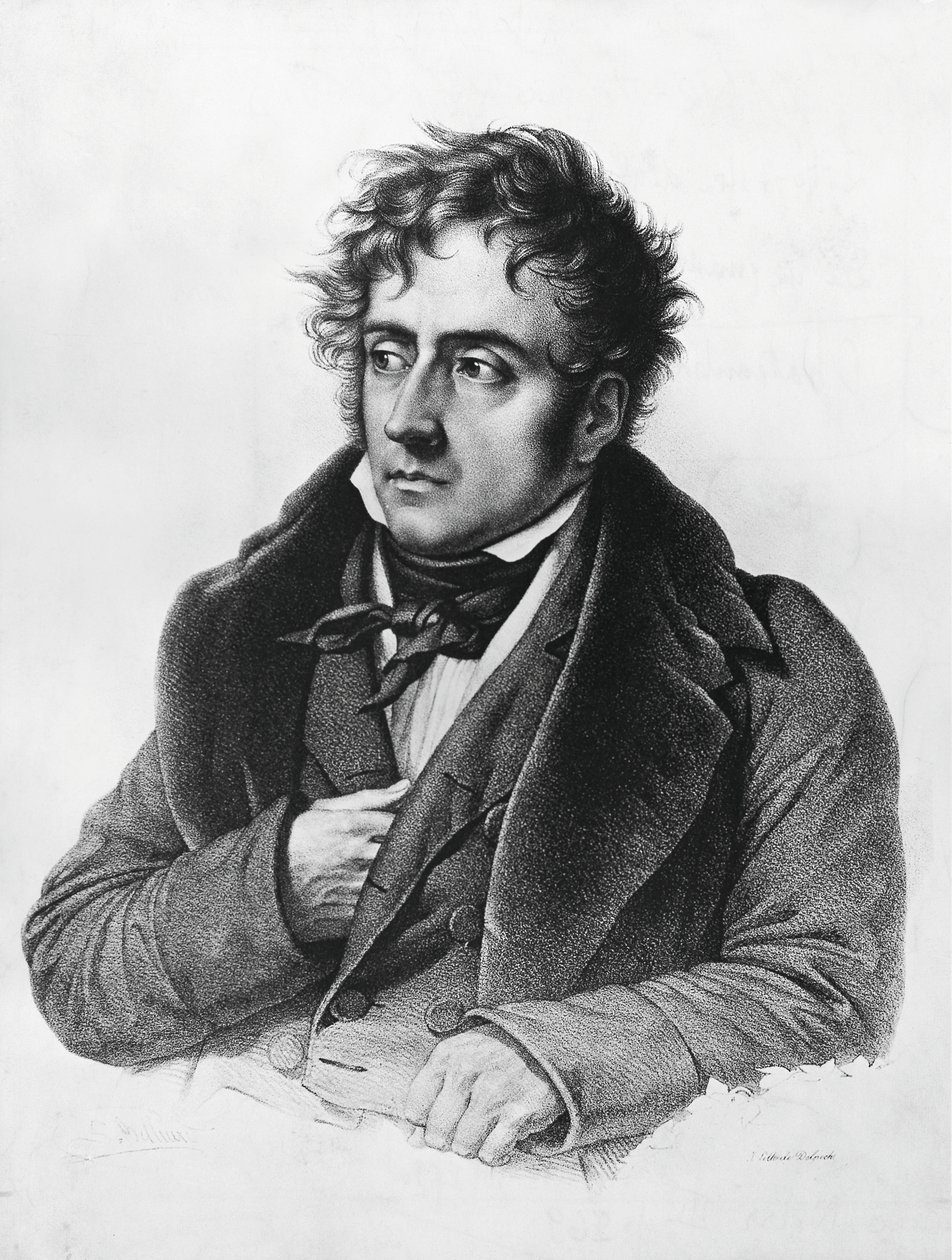 Porträt von Francois-Rene, Vicomte de Chateaubriand (1768-1848), französischer Schriftsteller, Politiker, Diplomat und Historiker von Francois Seraphin Delpech