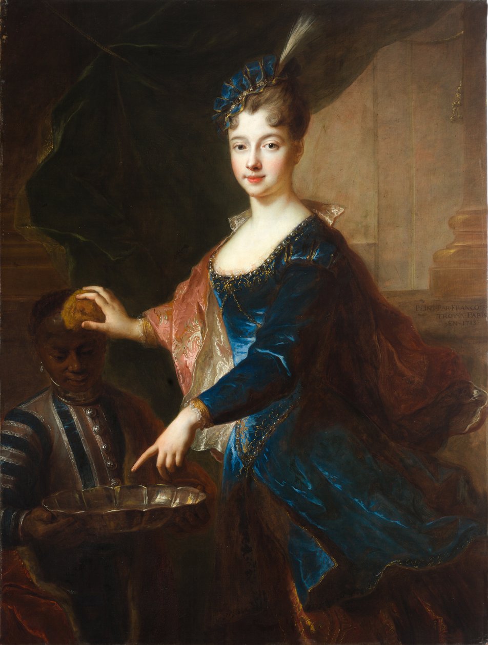 Dame mit einem dunkelhaarigen Pagen von Francois de Troy