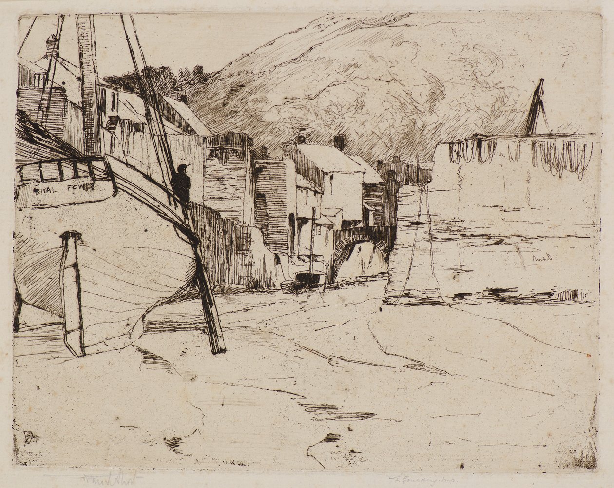 Polperro Hafen mit Brücke von Frank and Goulding Frederick Short