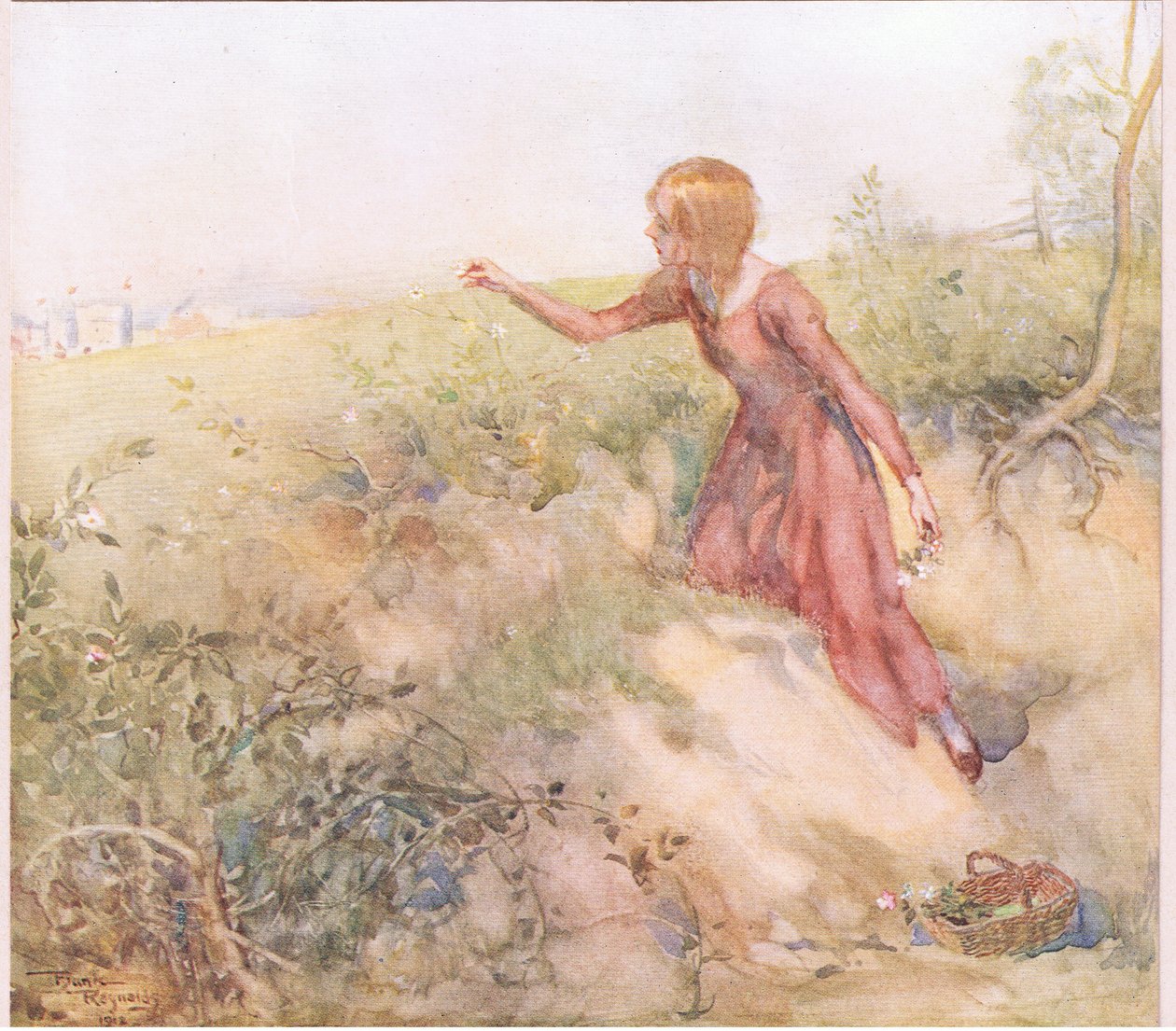 Kurz nach Sonnenaufgang am Morgen schlich sie aus dem Zelt und pflückte ein paar Rosen, ca. 1920 von Frank Reynolds