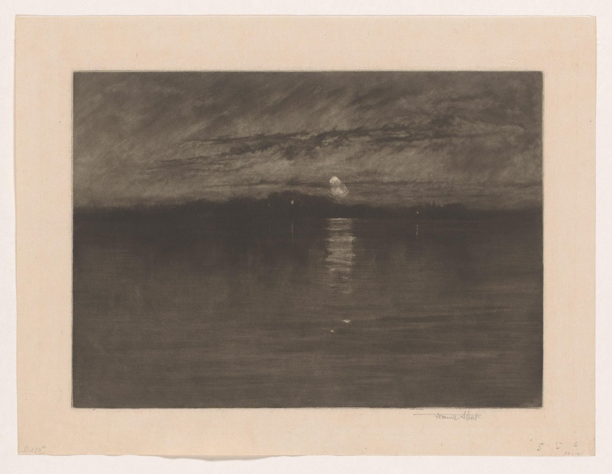 Nächtliche Landschaft mit einem See von Frank Short (signed by artist)