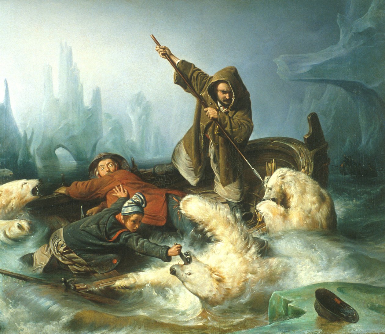 Kampf mit Eisbären von François Auguste Biard