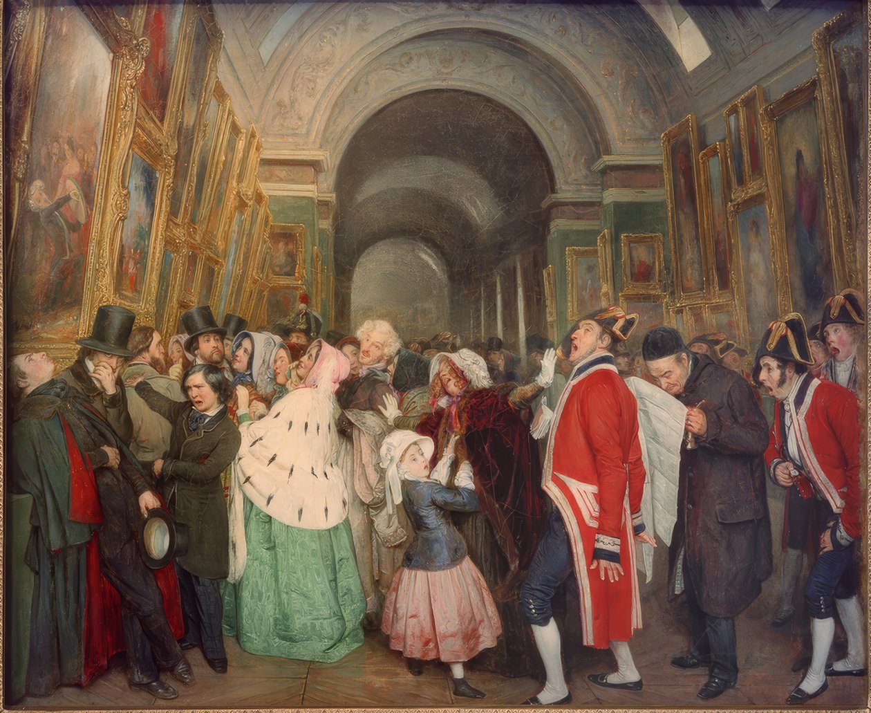 Vier Uhr, im Salon. (Schließung des jährlichen Salons der Malerei) von François Auguste Biard
