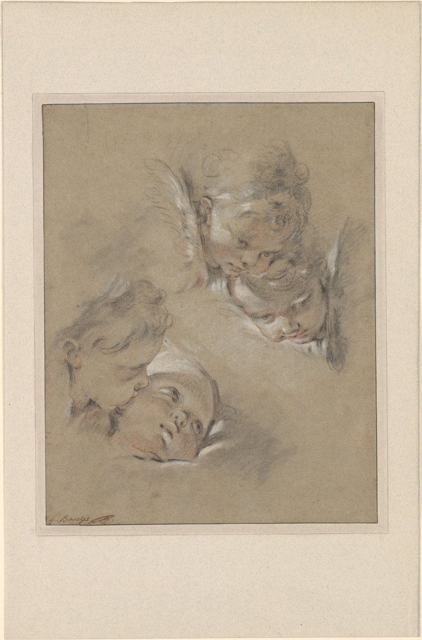 Boucher - Vier Köpfe von Cherubim, III, 104b von François Boucher