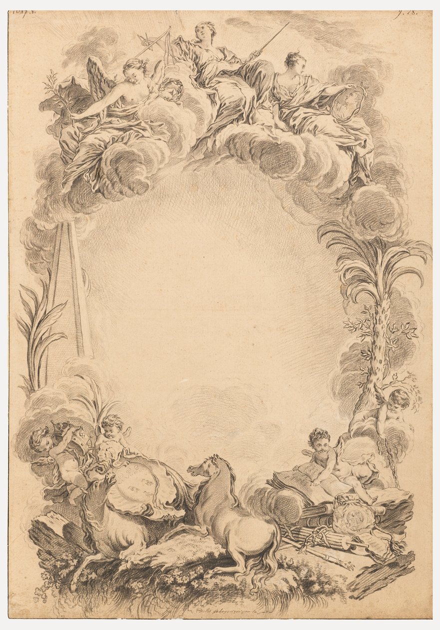 Design für ein Wappen zu Ehren von William Earl Cowper (ca. 1665-1723) von François Boucher