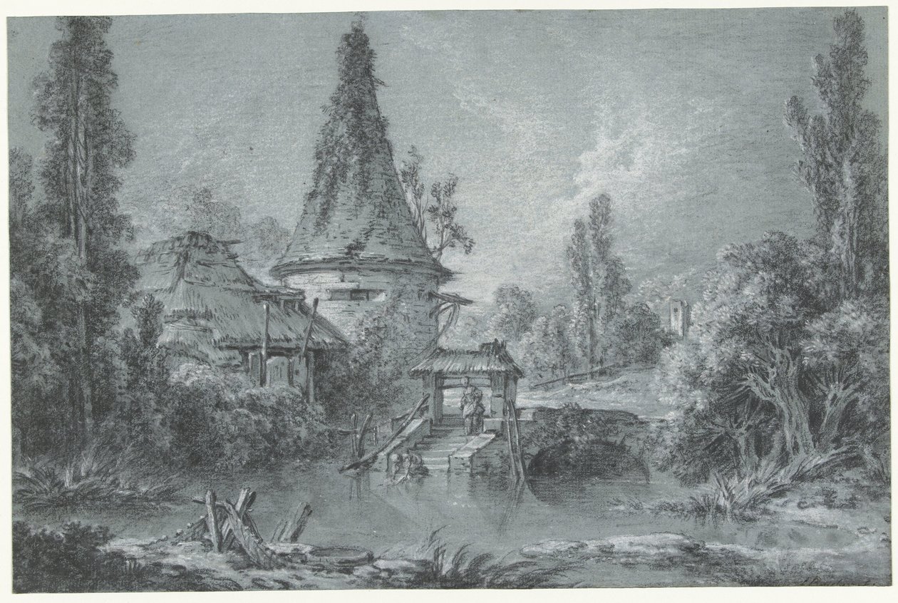 Landschaft mit einem Turm, in der Umgebung von Beauvais von François Boucher