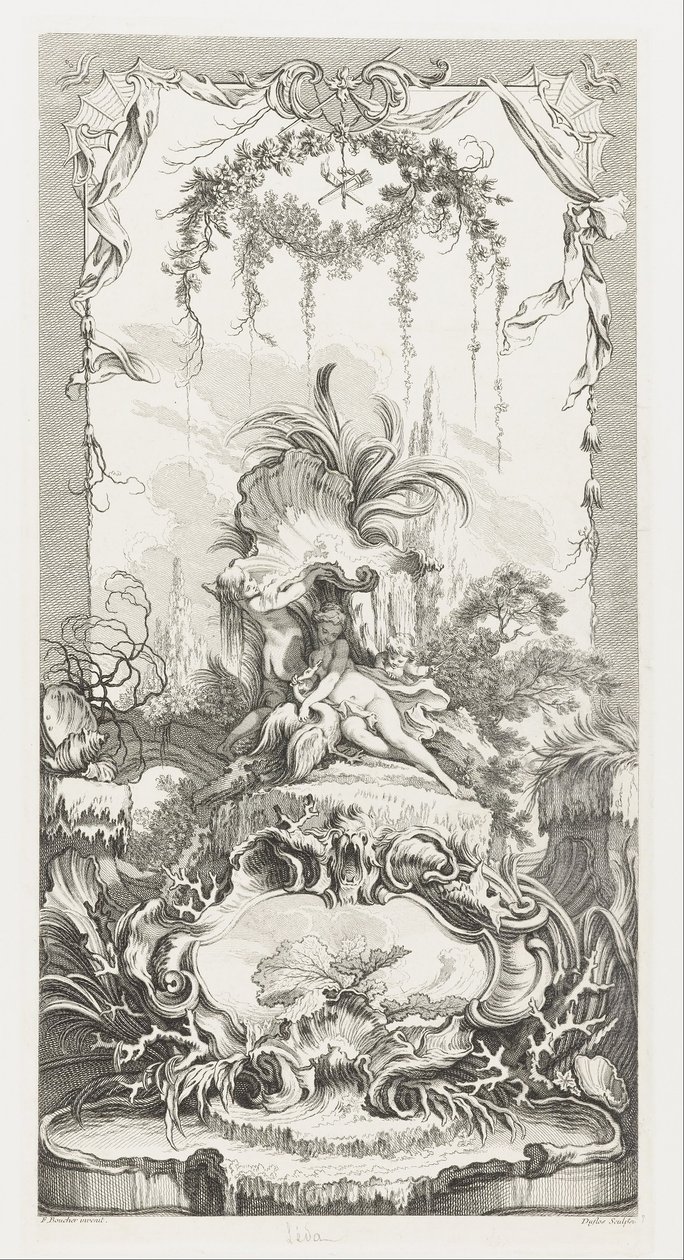 Léda in Nouveaux Morceaux pour des paravents [Neue Konzepte für Paravents] von François Boucher