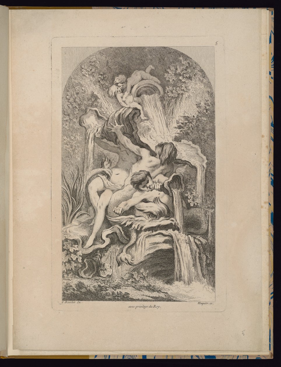 Tafel 5, Receuil de Fontaines (Sammlung von Brunnen) von François Boucher