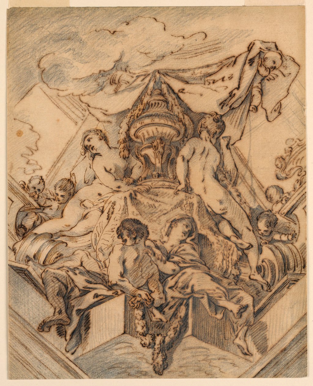 Projekt für ein Eckmotiv einer bemalten Decke von François Boucher
