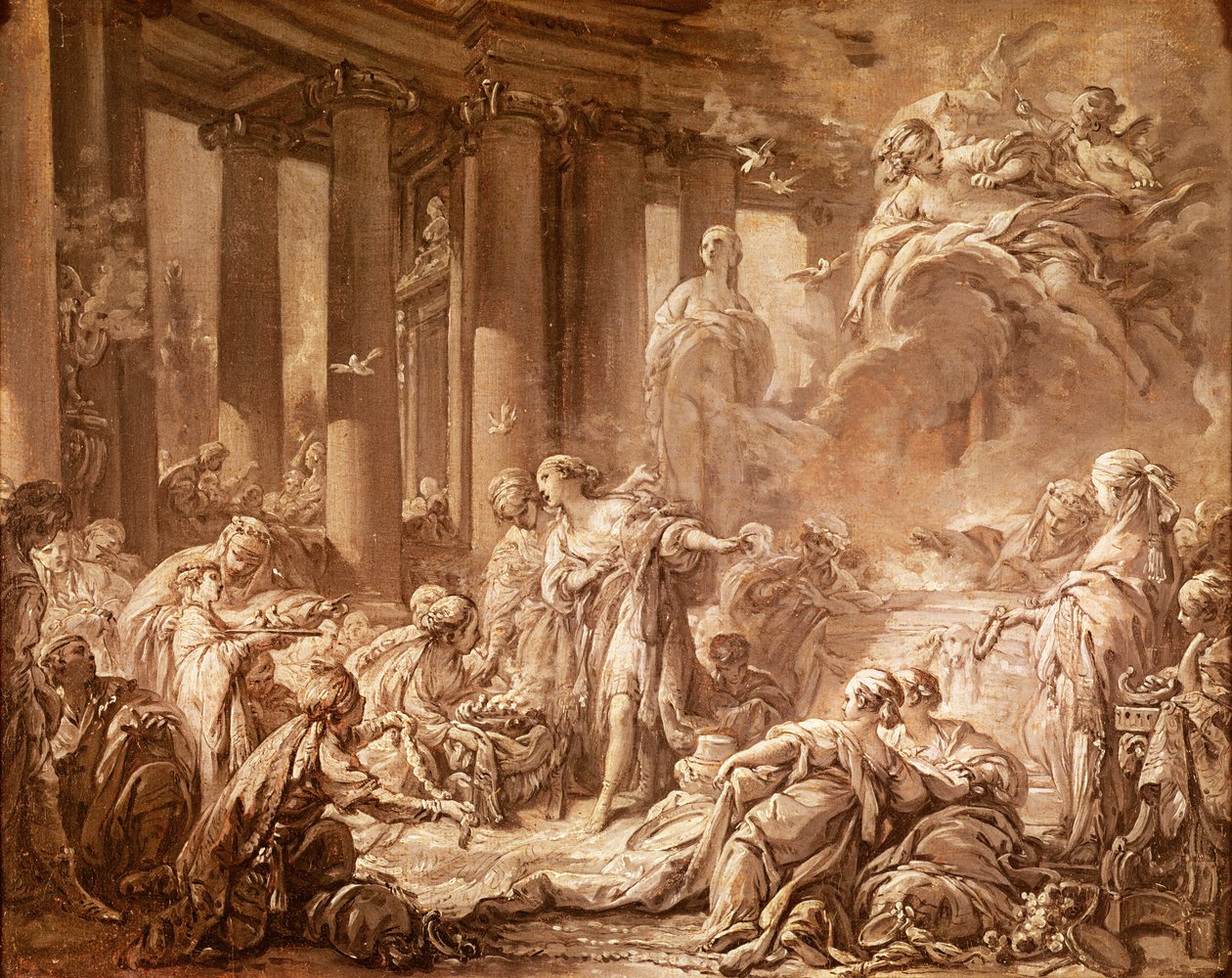 Psyche empfängt die göttlichen Ehren (Vorstudie), ca. 1740 von François Boucher