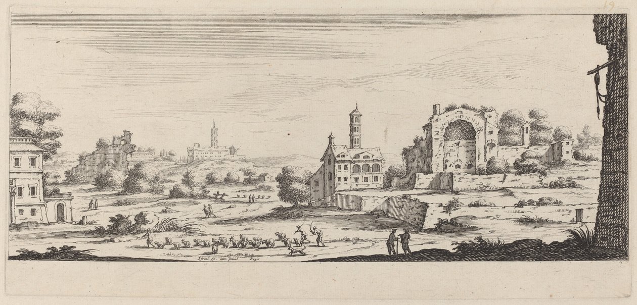 Ansicht des Sonnentempels in Rom von François Collignon after Israël Silvestre