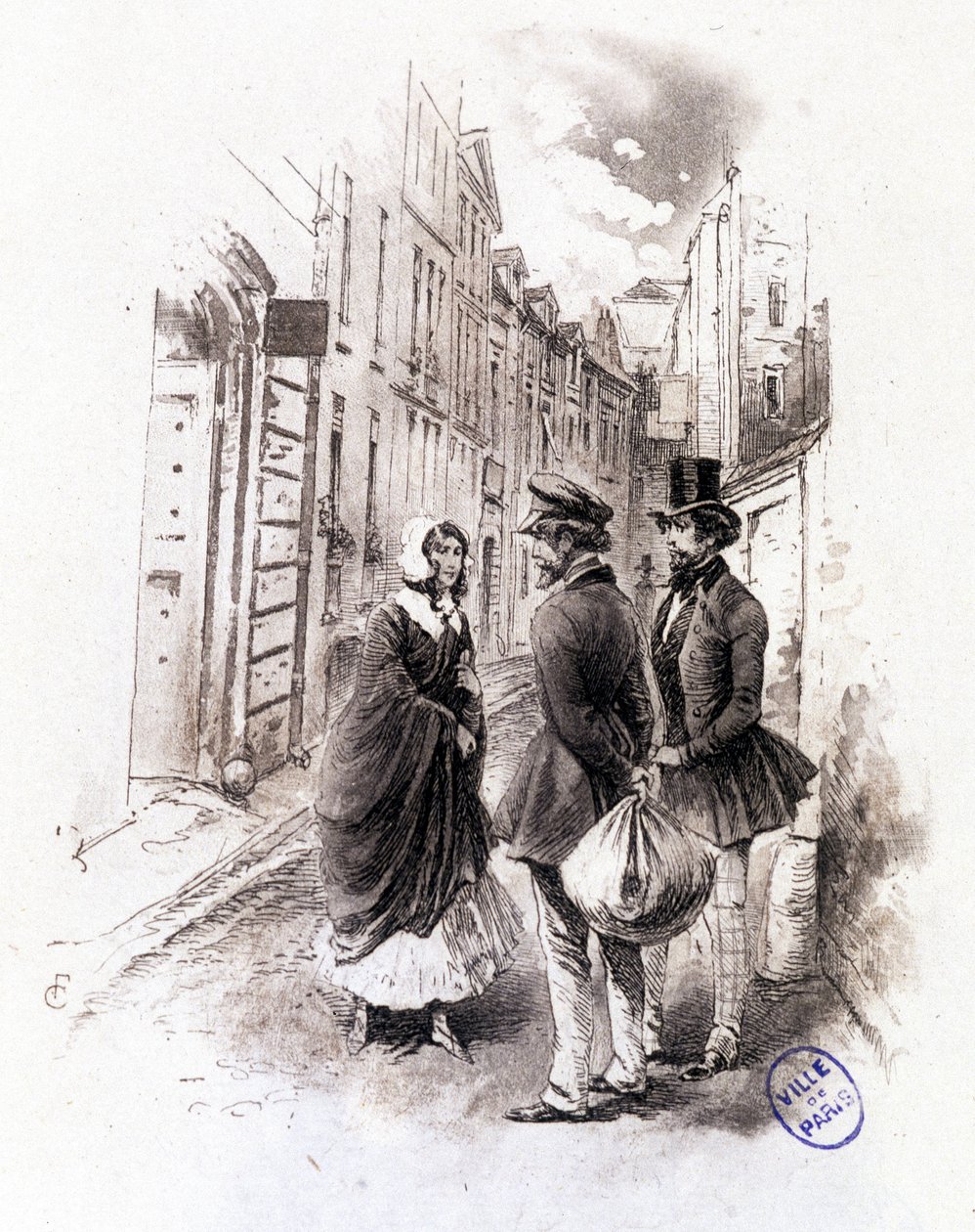 Illustration von „Profil der Grisette“, neu gehörend zur Sammlung „Mimi de Pinson“ von Alfred de Musset von François Courboin