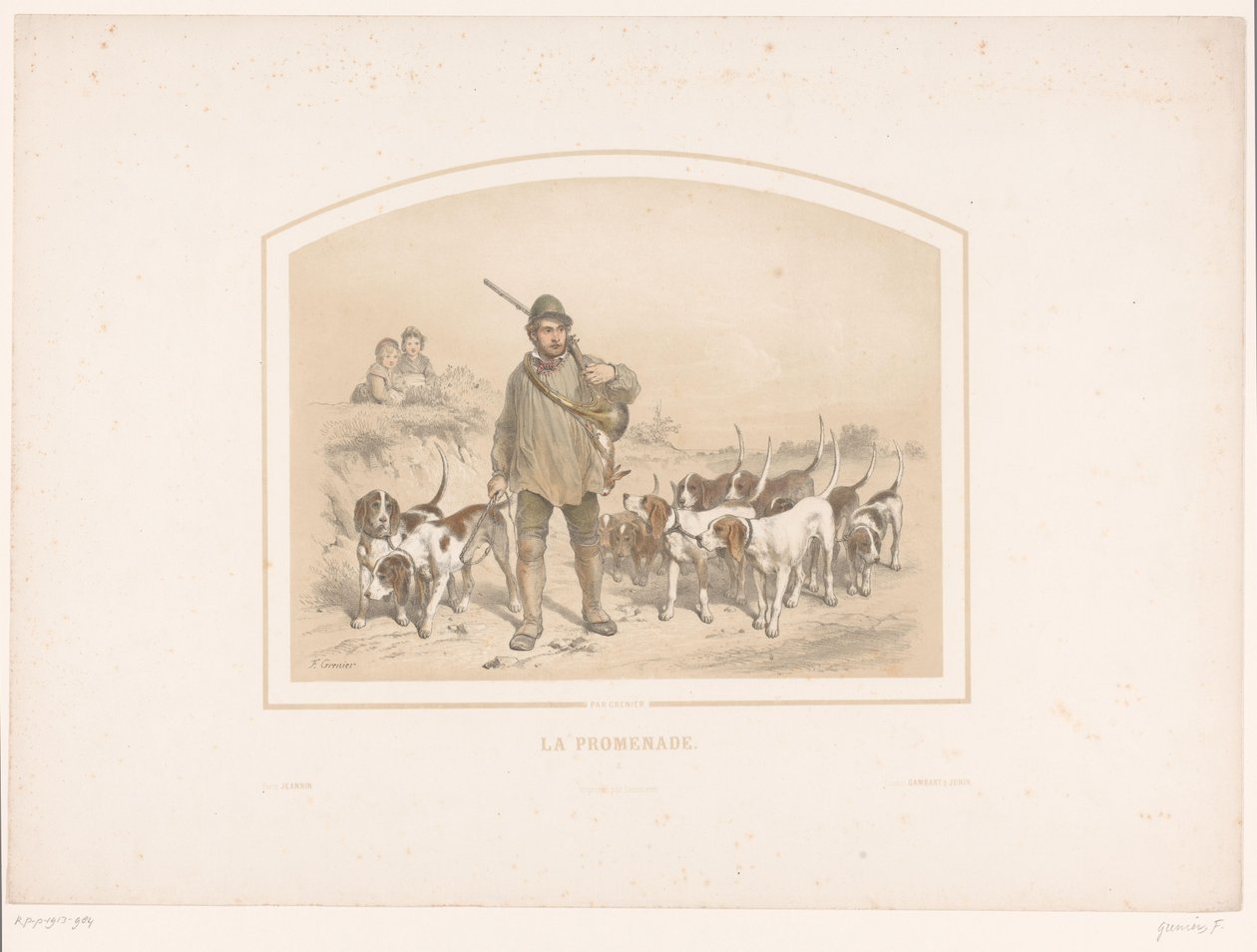 Jäger mit zehn Jagdhunden von François Grenier