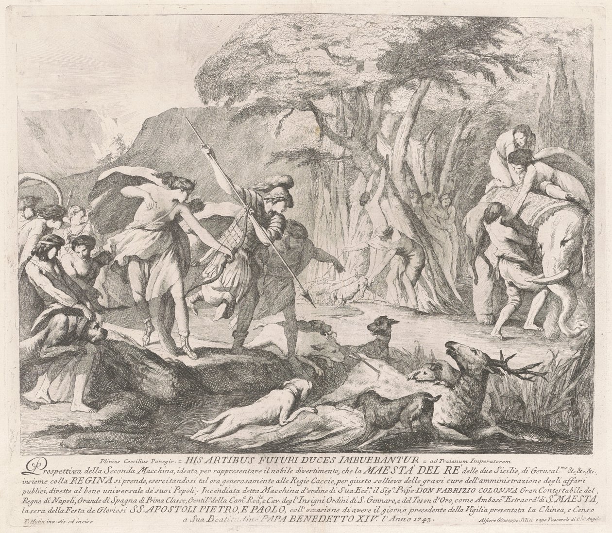 Die Seconda Macchina für die Chinea von 1743: Die königliche Jagd von François Hutin