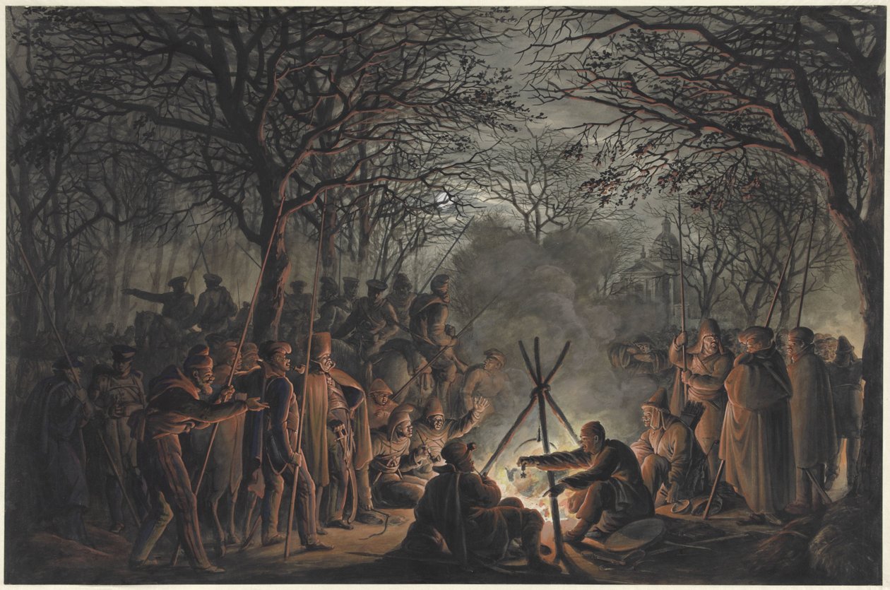 Lager der Kosaken außerhalb des Muiderpoort in Amsterdam, 1813 von François Joseph Pfeiffer (II)