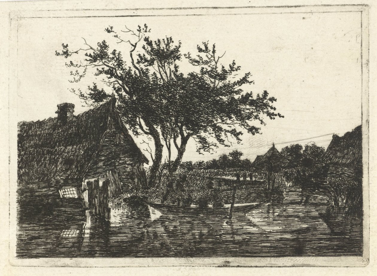 Flusslandschaft mit Bauernhof von François Joseph Pfeiffer (II)