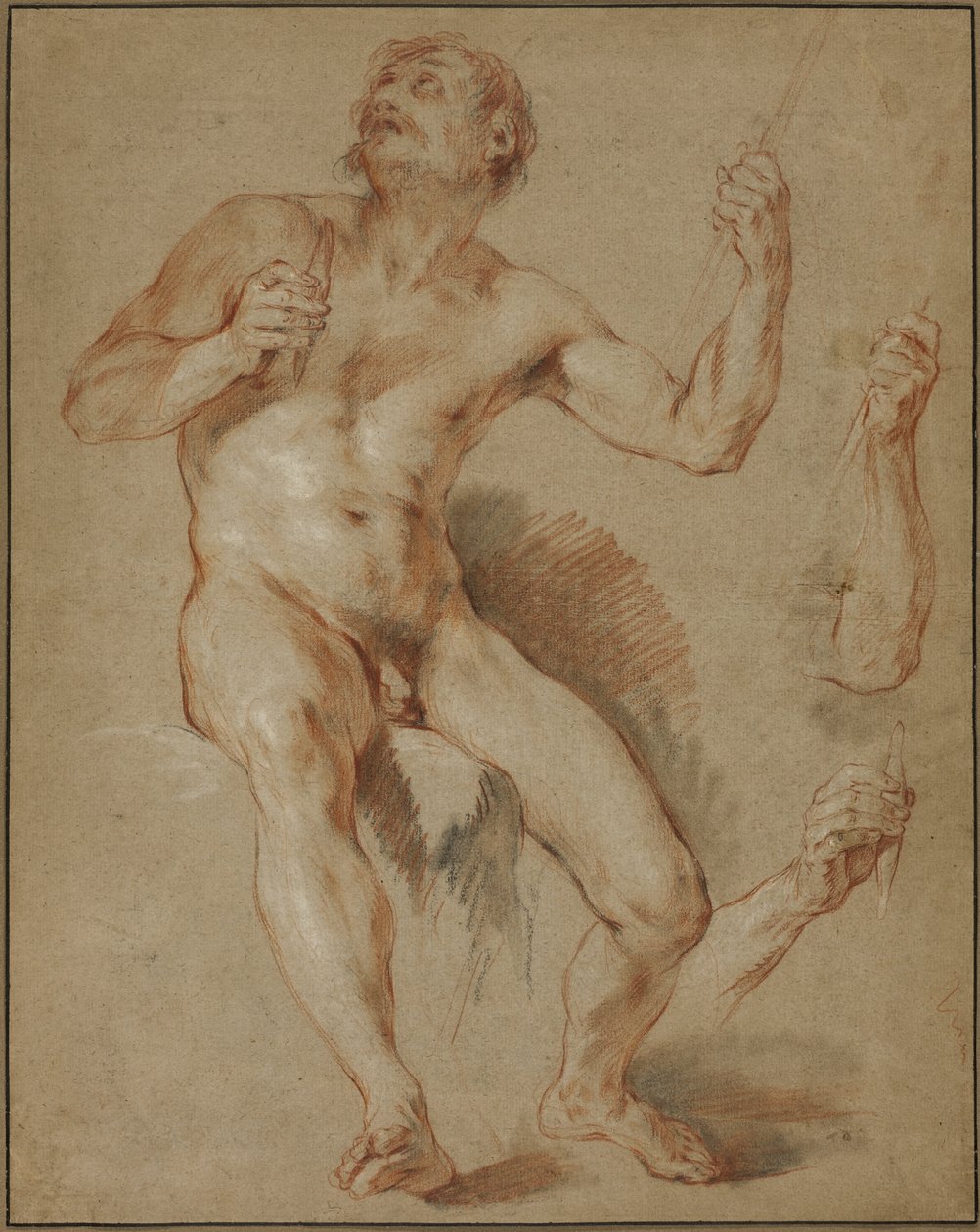 Herkules sitzend, Studie für Herkules und Omphale von François Le Moyne
