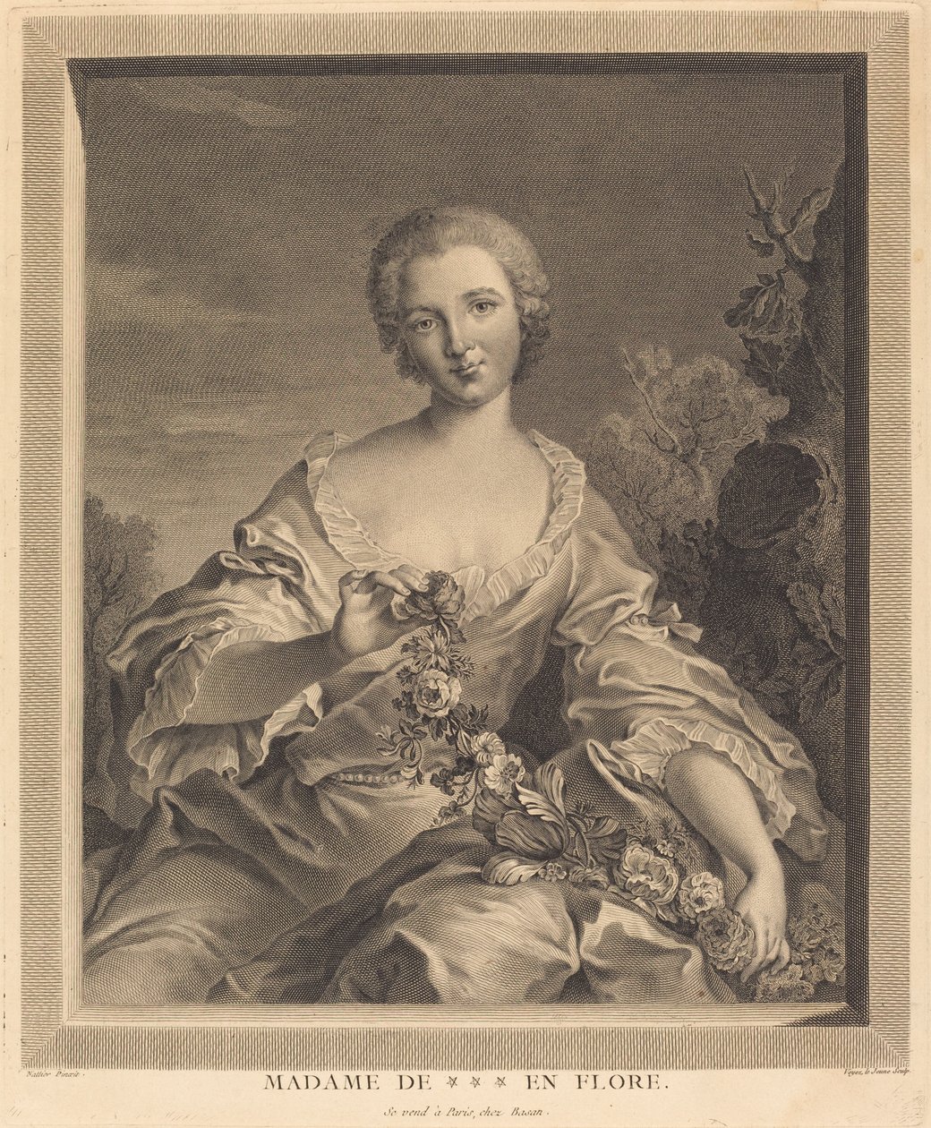 Mme. XXX als Flora von François Voyez after Jean Marc Nattier