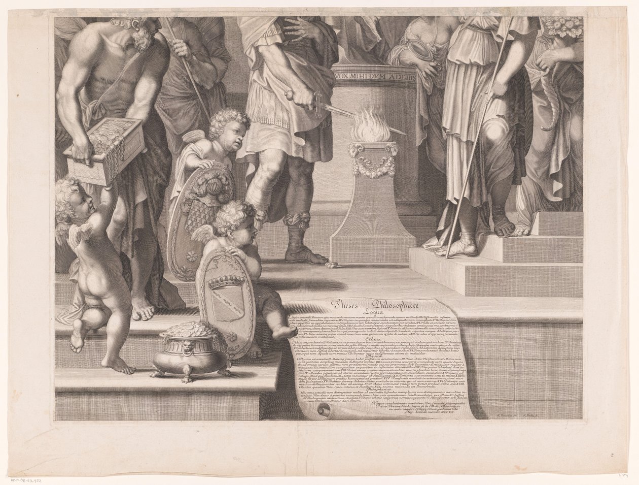 Mars steckt sein Schwert in die Flammen vor einem Tempel (unterer Teil) von François de Poilly (I)
