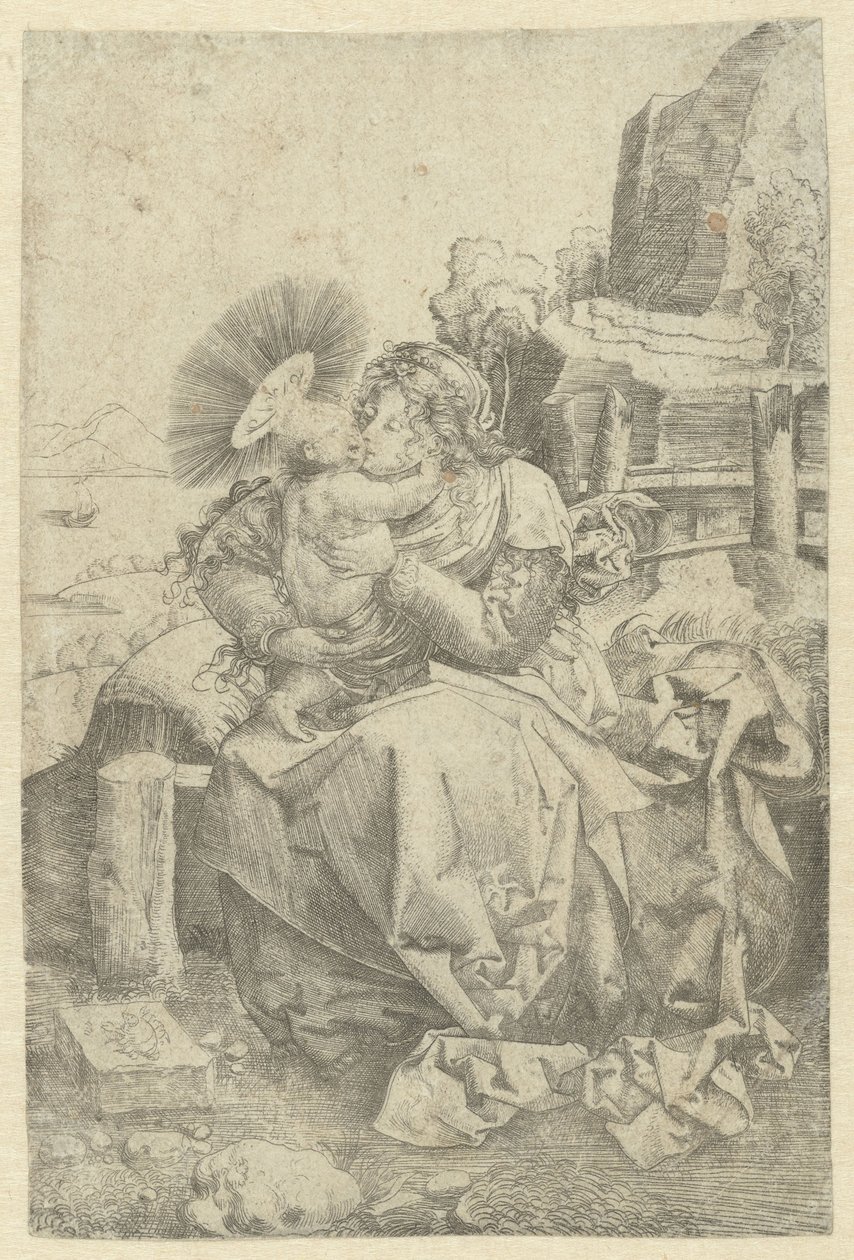 Madonna mit Kind in einer Landschaft von Frans Crabbe van Espleghem