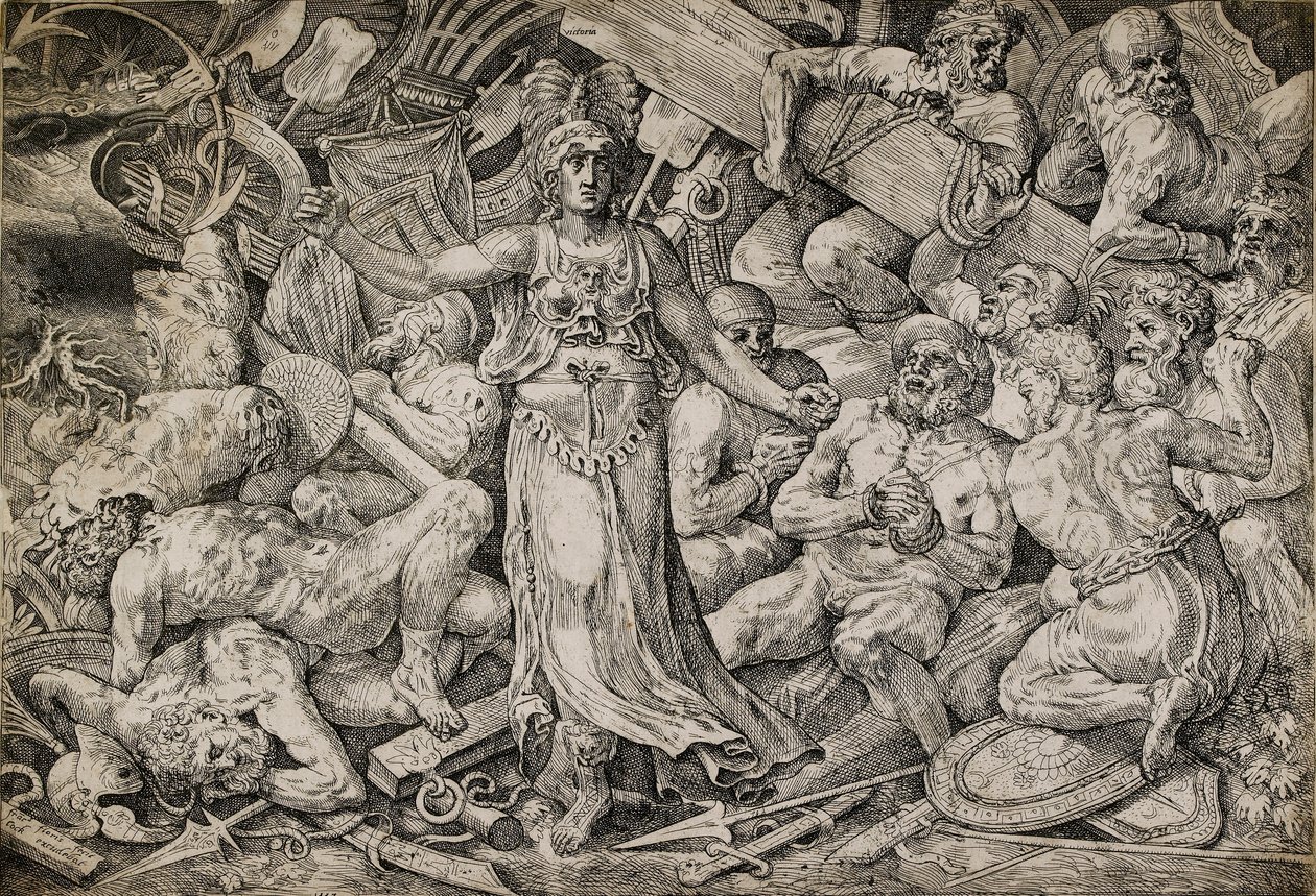 Victoria umgeben von Gefangenen und Trophäen, 1552 von Frans Floris