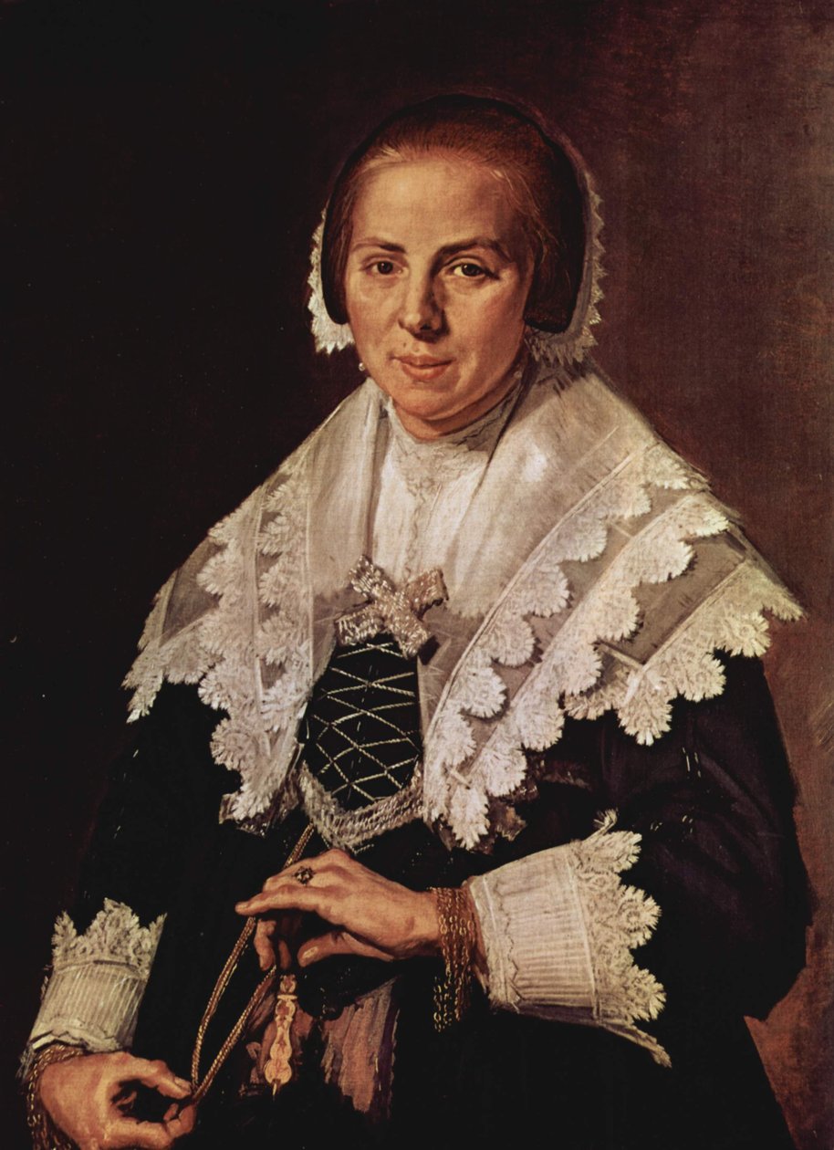 Porträt einer Frau mit einem Fächer von Frans Hals