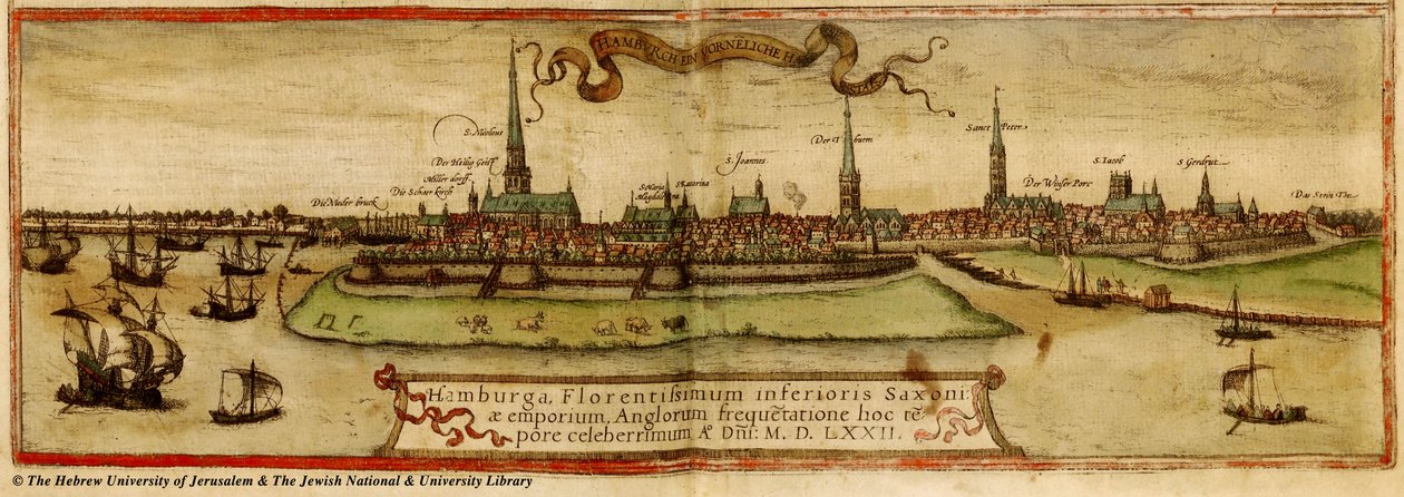 Karte von Hamburg 1572 von Frans Hogenberg
