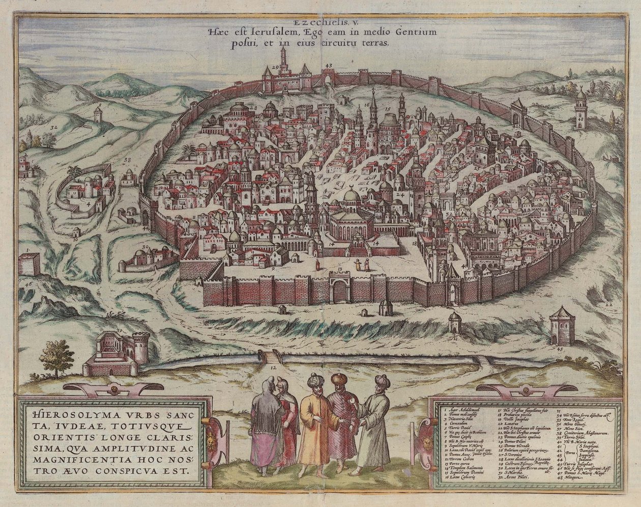 Die Jerusalem-Karte aus: Jansson, Jan. Illustriorum Hispaniae urbium tabulae, Amsterdam, 1657 von Frans Hogenberg