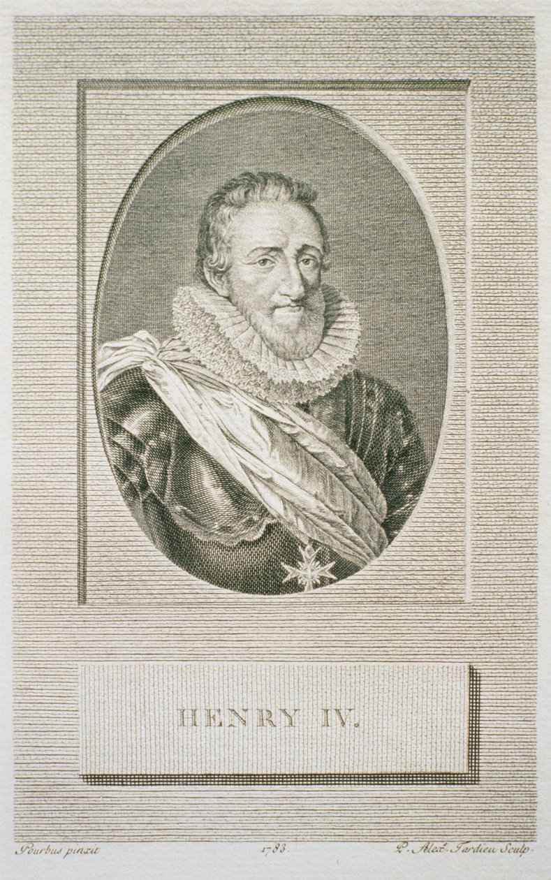 Henri IV (1553-1610), graviert von Pierre Alexandre Tardieu (1756-1844), 1783 von Frans II after Pourbus