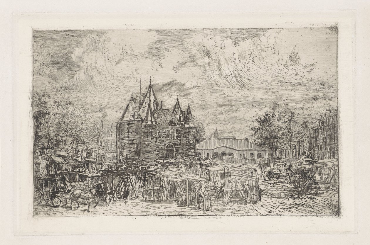 Ansicht des Nieuwmarkt, Amsterdam von Frans Schikkinger