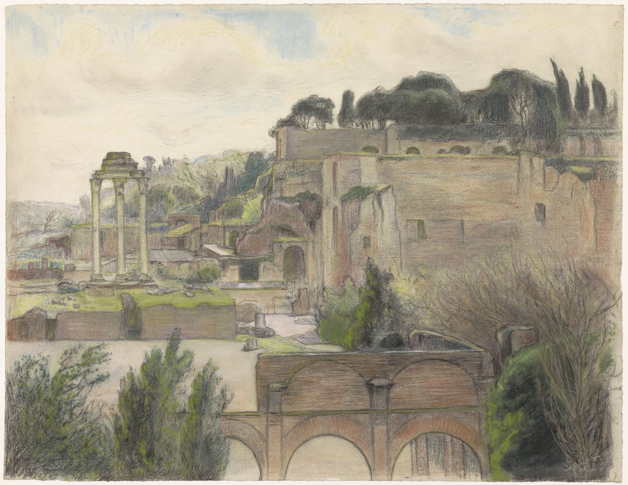 Ansicht des Forum Romanum und des Palatin, gesehen von der Via Capitolina von Frans Alexander Evert Lodewijk Smissaert