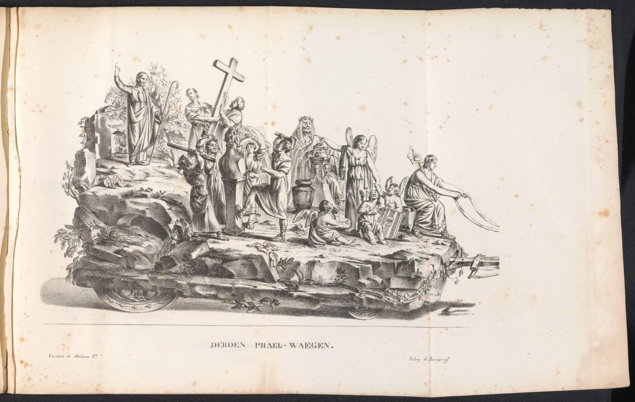 Dritter Prunkwagen im Umzug für den Heiligen Rombout, 1825 von Frans Vervloet
