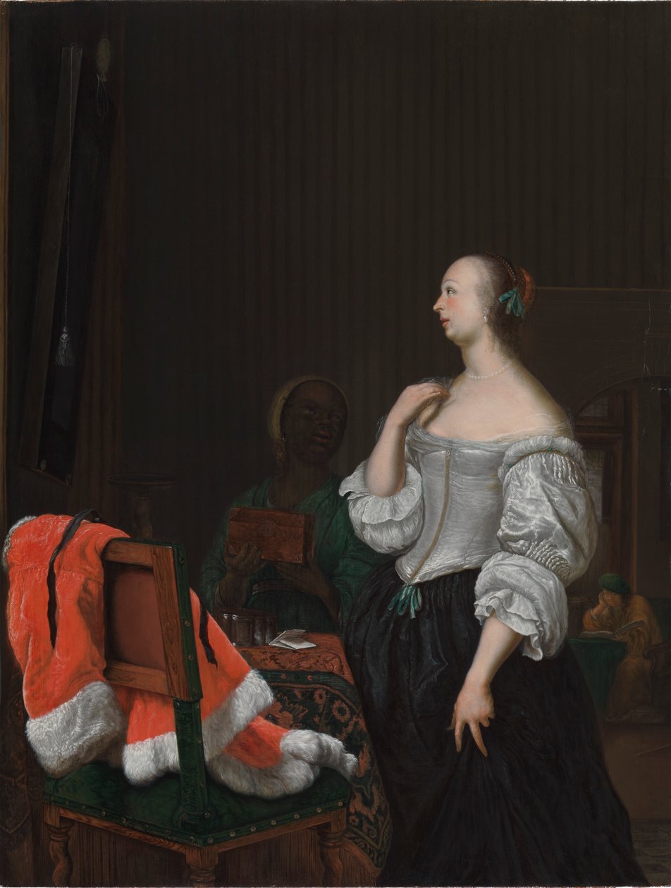 Eine Frau vor einem Spiegel von Frans van Mieris the Elder