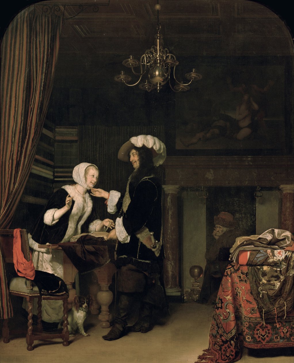 Kavalier im Laden, 1660 von Frans van Mieris the Elder