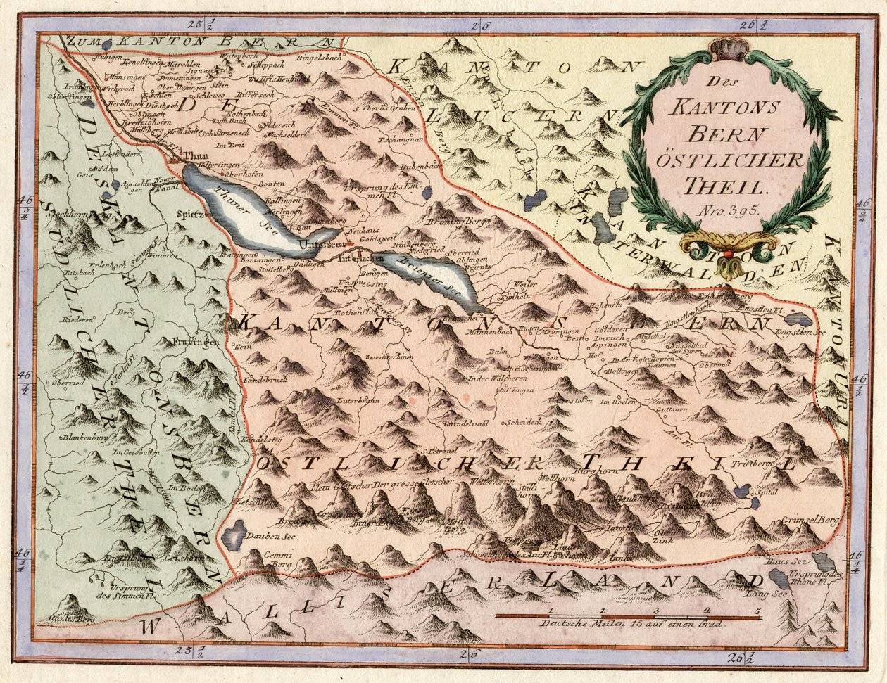 Des Kantons Bern östlicher Teil. Nro. 395. Kupferstich, ca. 1 von Franz Johann Joseph von Reilly