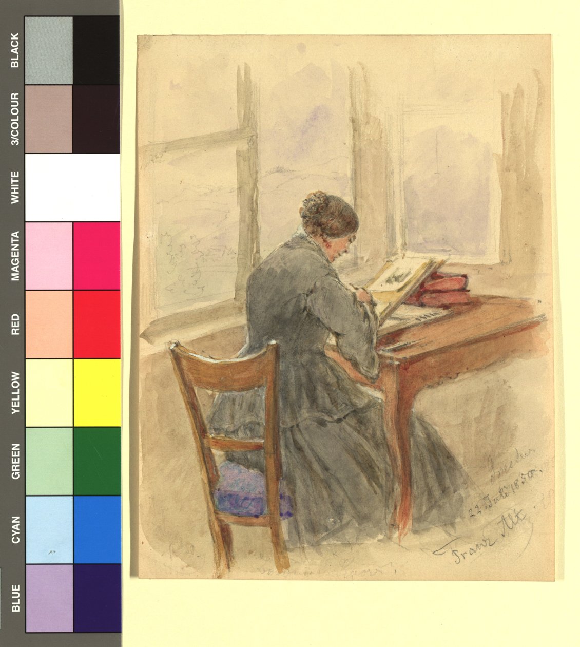 Emilie Freiin Metzburg, malend von Franz Alt