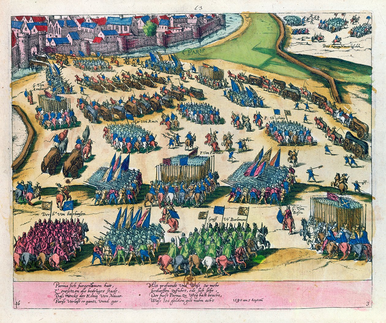 Der Herzog von Parma befreit Paris von der Belagerung durch die Truppen von Heinrich IV im Jahr 1590 von Franz Hogenberg