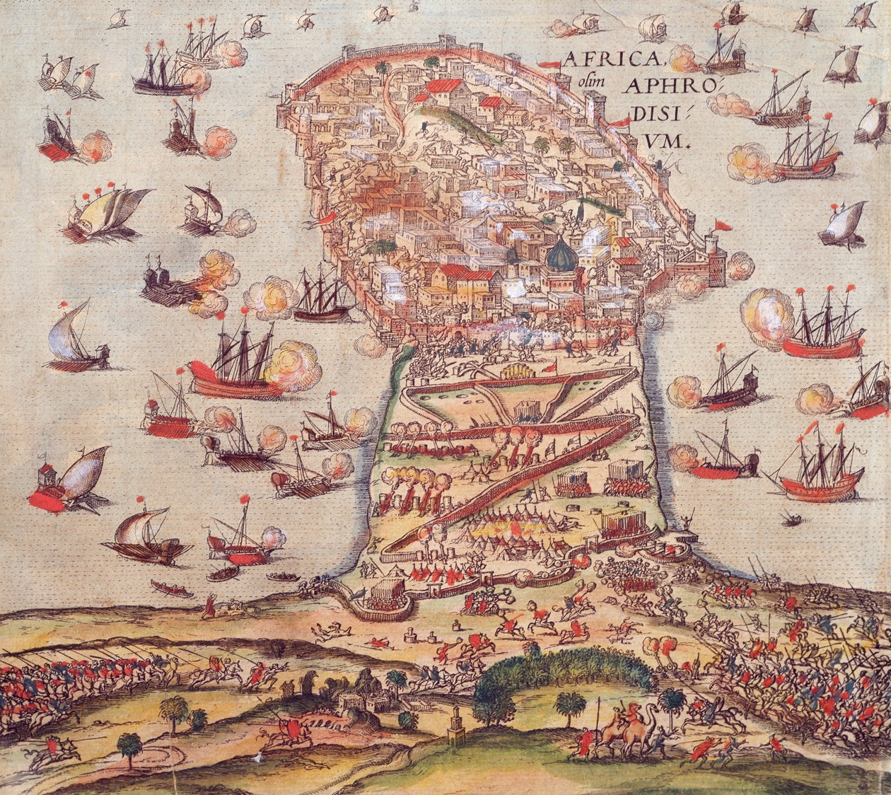Der osmanische Korsar Khayr al-Din Barbarossa gegen die Armee von Karl V. von Franz Hogenberg