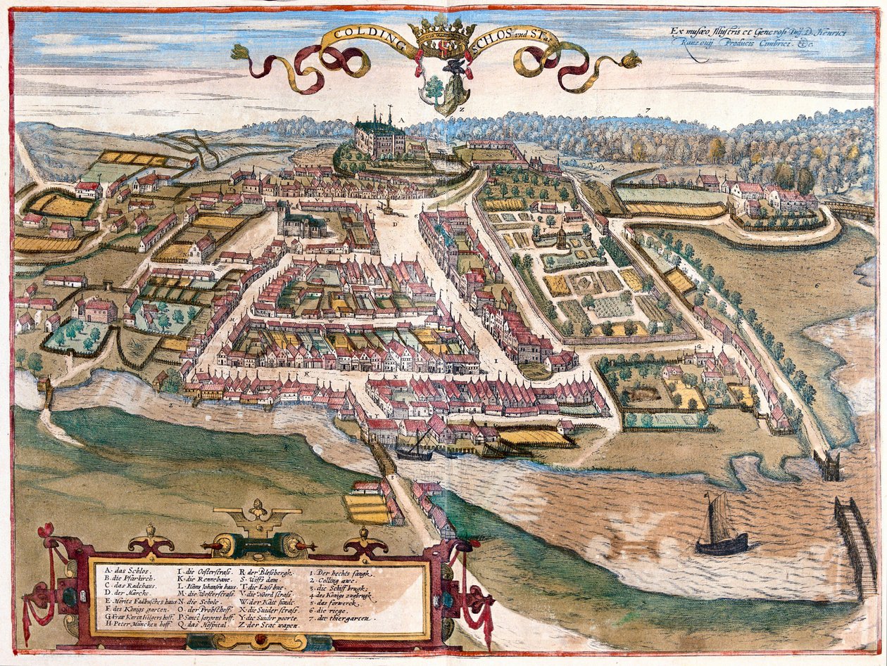 Der Hafen von Kolding auf der Halbinsel Jütland, Dänemark (Stich) von Franz Hogenberg