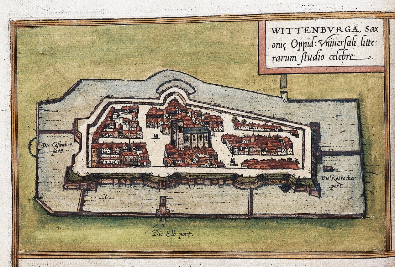 Ansicht der Stadt Wittenberg in Deutschland, Detail von Franz Hogenberg