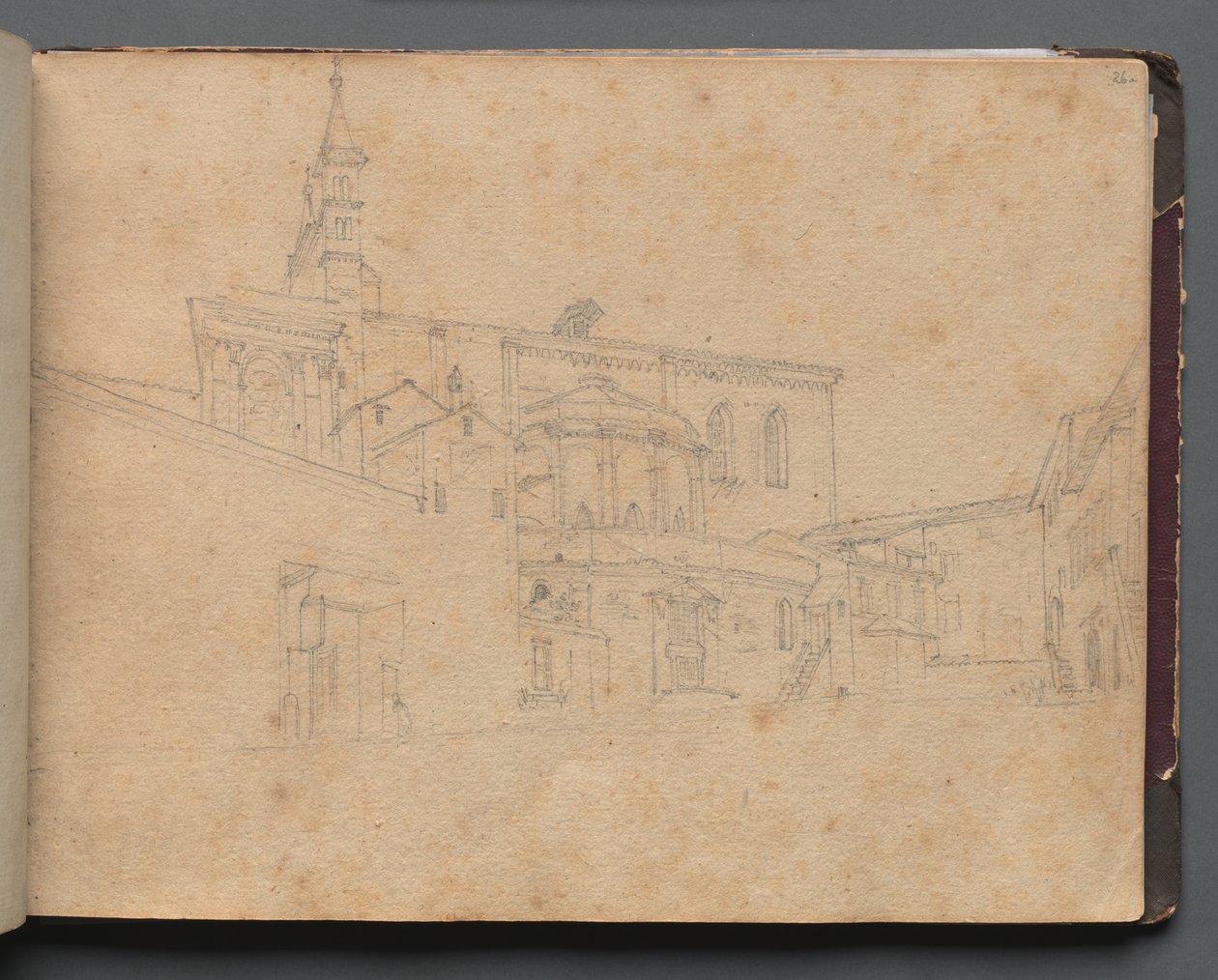 Album mit Ansichten von Rom und Umgebung, Landschaftsstudien, Seite 26a: Römische Architekturansicht von Franz Johann Heinrich Nadorp