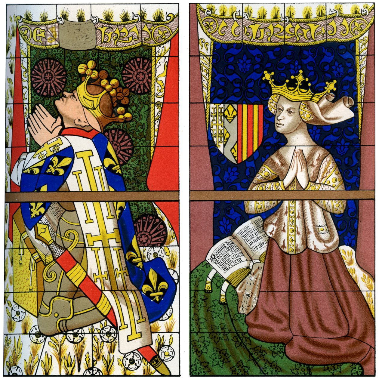 Fragment eines Buntglasfensters in der Kathedrale von Le Mans, Frankreich von Franz Kellerhoven