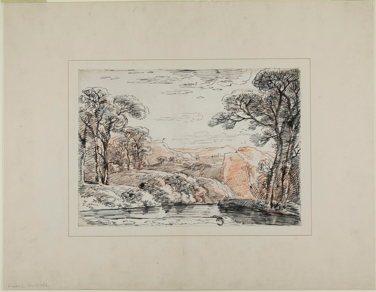 Landschaft mit Fluss und fernen Hügeln von Franz Kobell