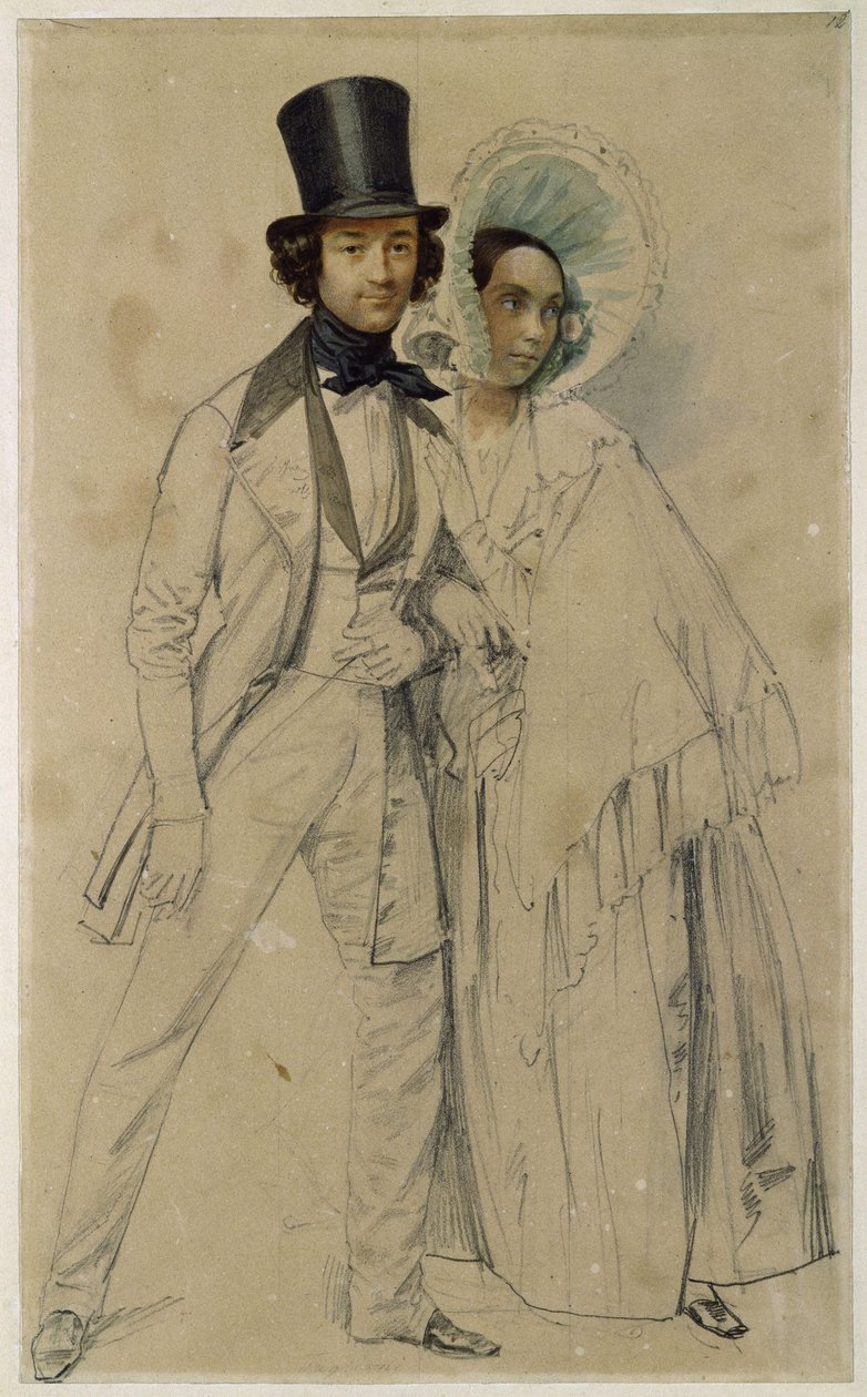 Das Ehepaar Paul und Amalie Taglioni (Studie zu dem Gemälde "Parade des ersten Garderegimentes zu Fuß", 1839) von Franz Krüger