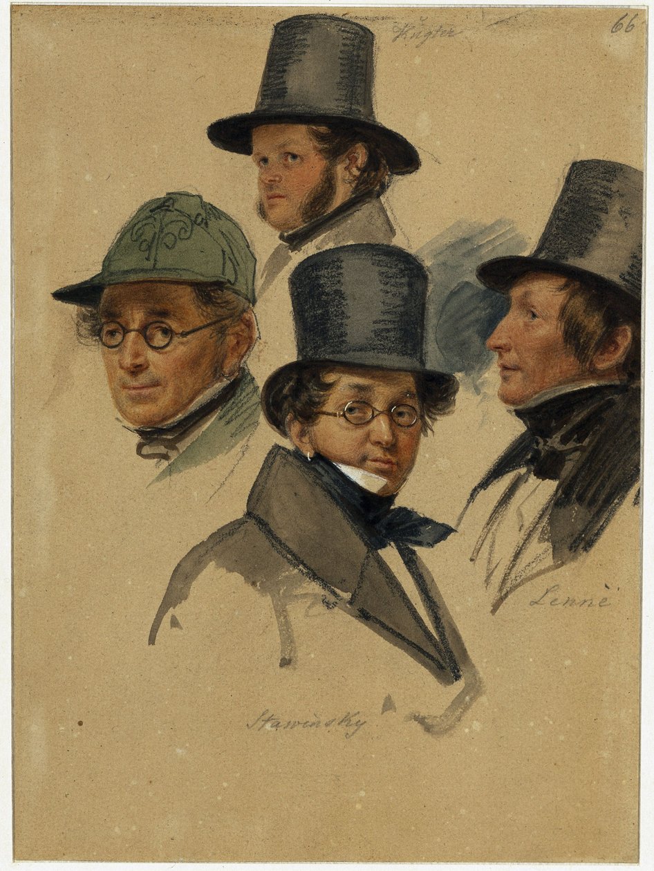 Franz Kugler, Karl Stawinsky, Peter Joseph Lenné, E. B. J. Raupach (?) von Franz Krüger