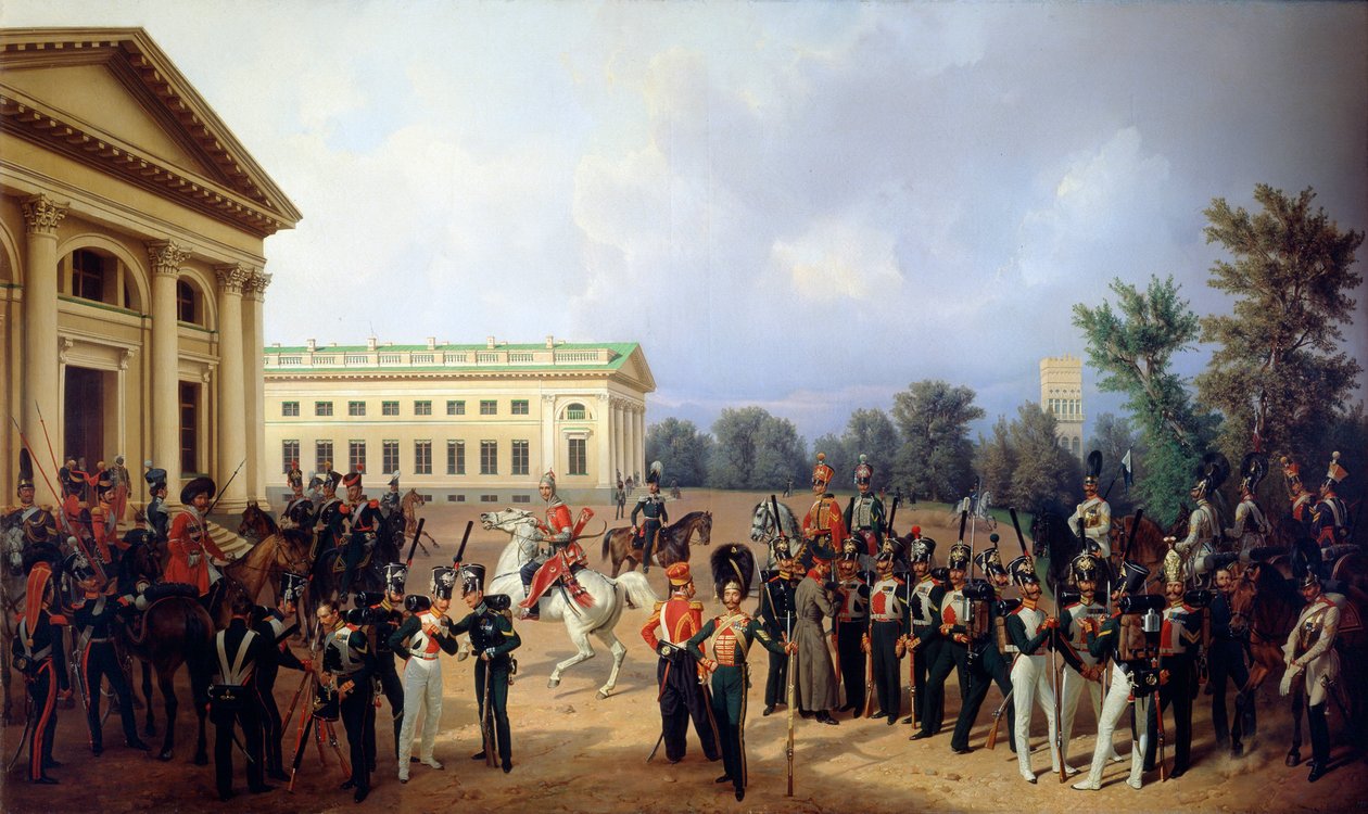Die Kaiserliche Russische Garde in Zarskoje Selo im Jahr 1832, 1841 von Franz Krüger