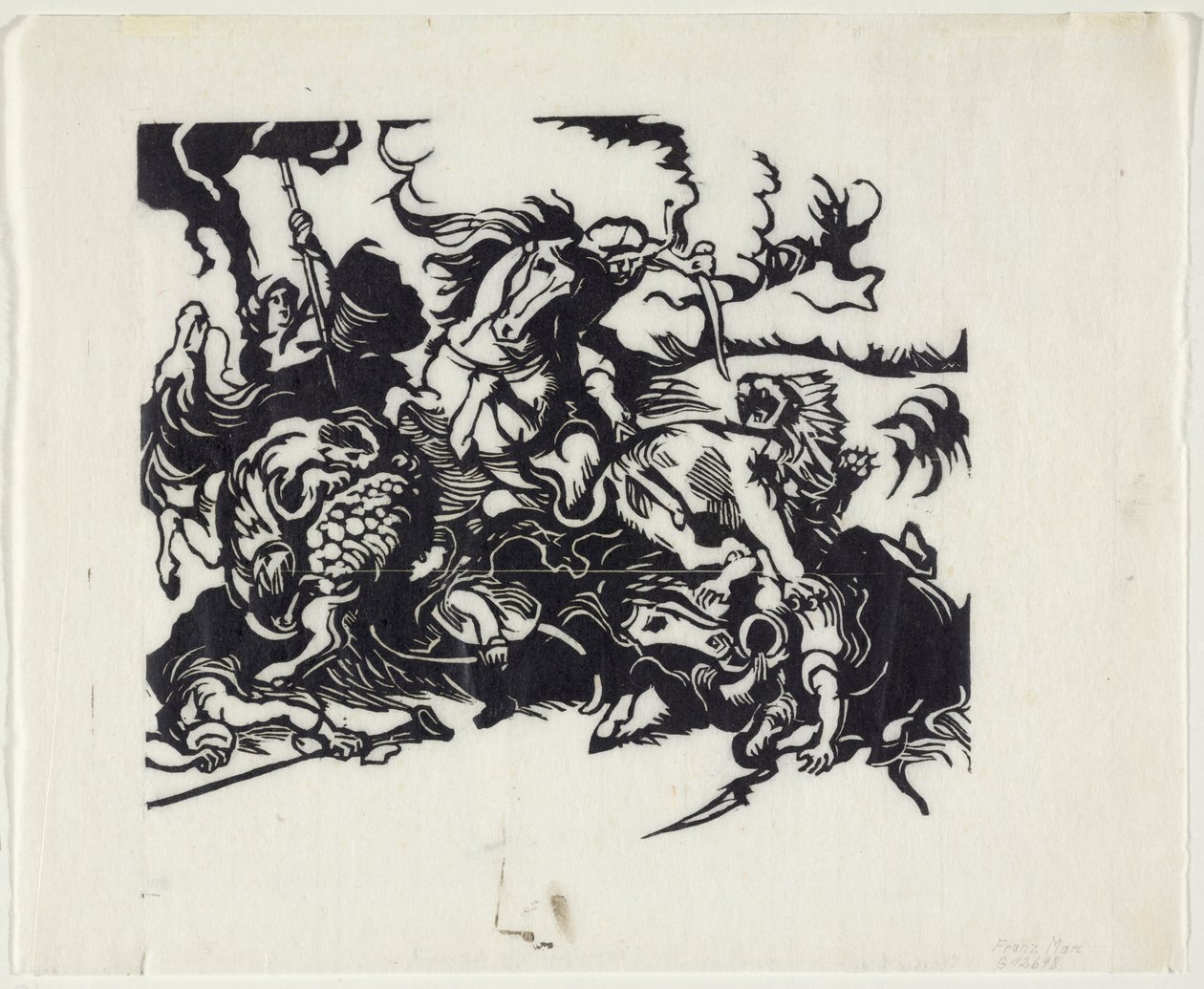 Löwenjagd nach Delacroix von Franz Marc