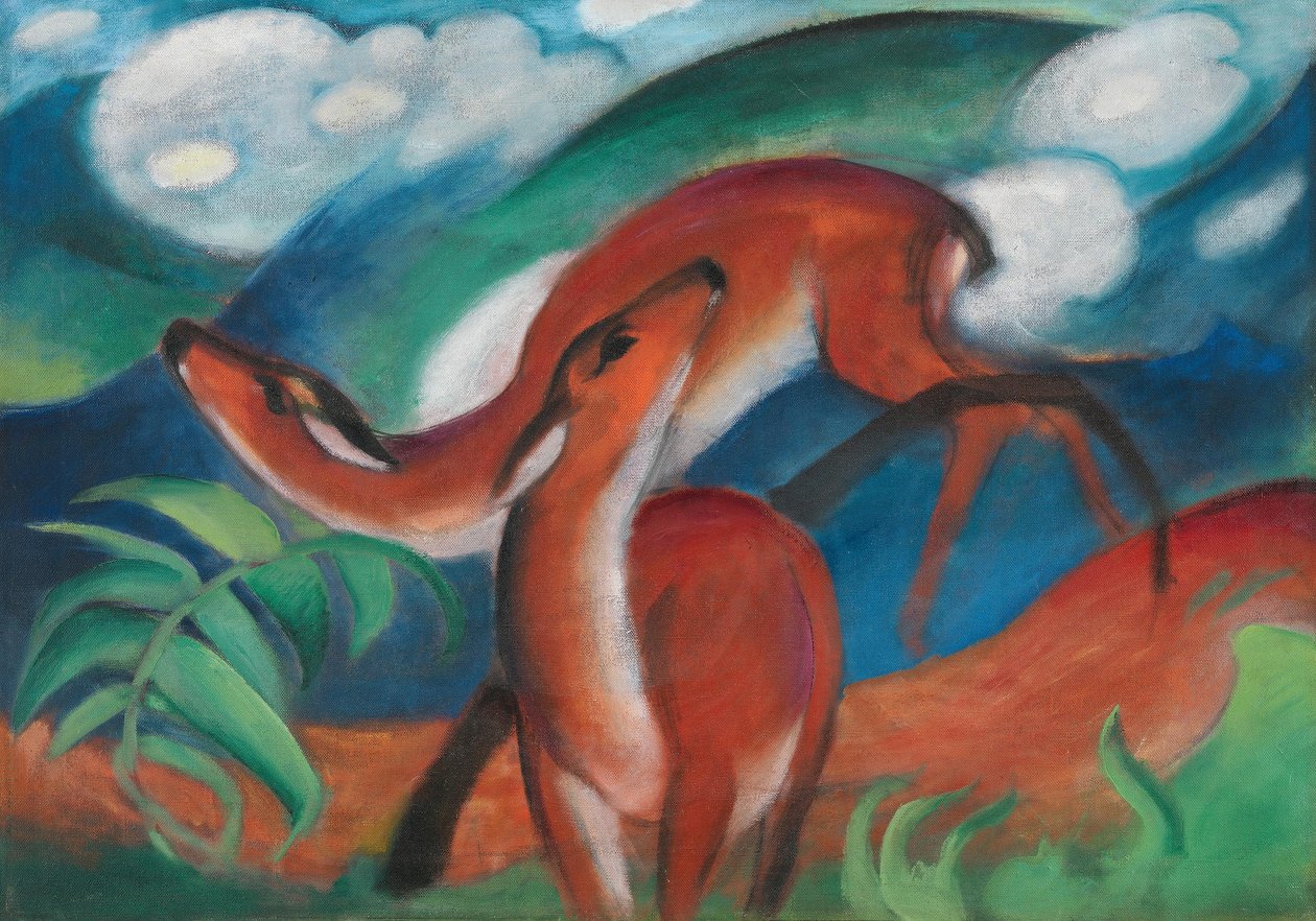 Rote Rehe II von Franz Marc