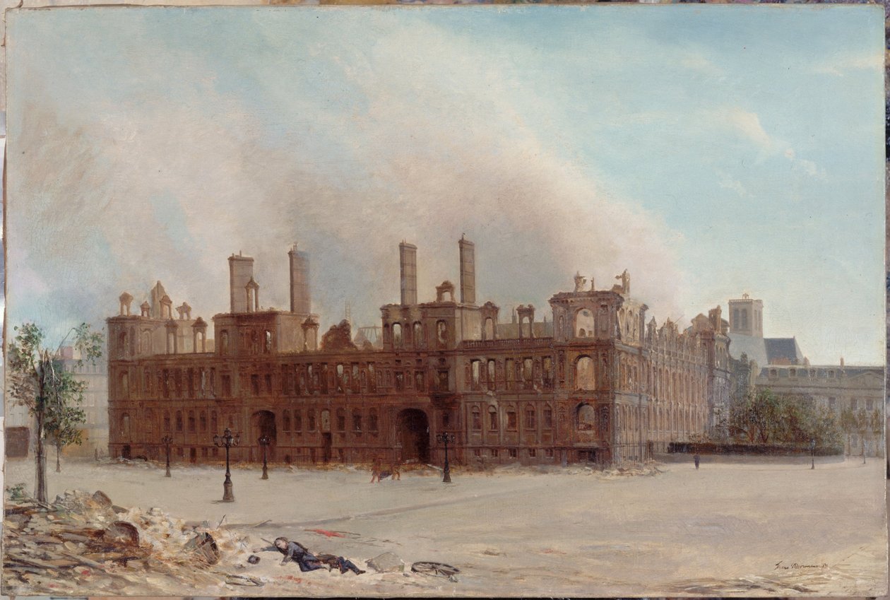 Das Hôtel de Ville nach dem Brand von 1871, 1871 von Franz Moormans