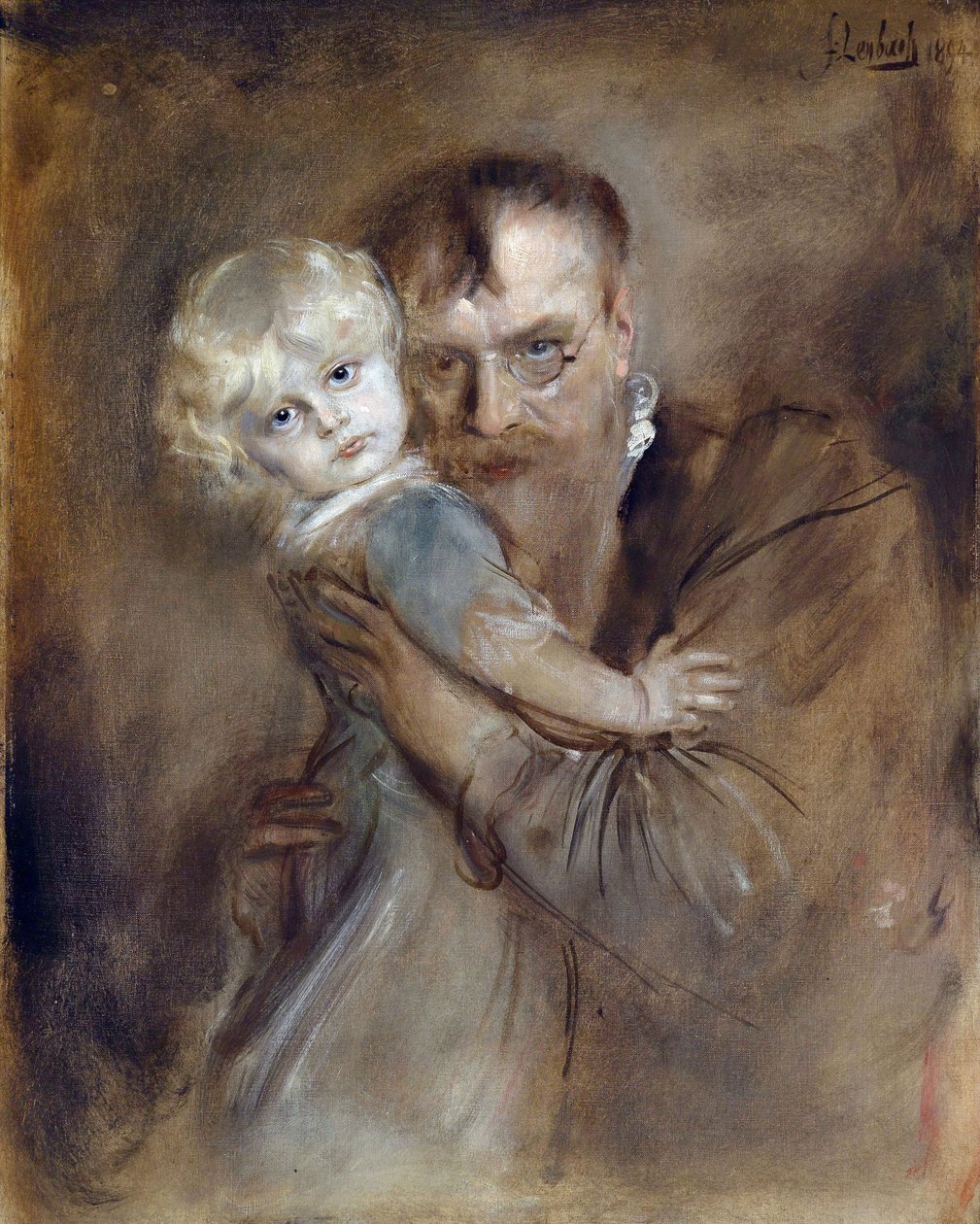 Selbstporträt mit Tochter Marion von Franz Seraph von Lenbach